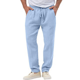 Men's Casual Breathable Solid Color Loose Elastic Waist Trousers 54375023M