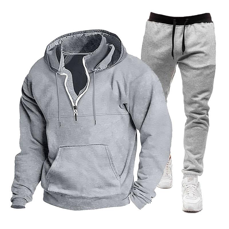 Men's Hooded Casual Sweatshirt and Sweatpants Two-piece Set 87615343X