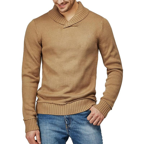 Men's Casual Knitted Lapel Sweater 55175543X