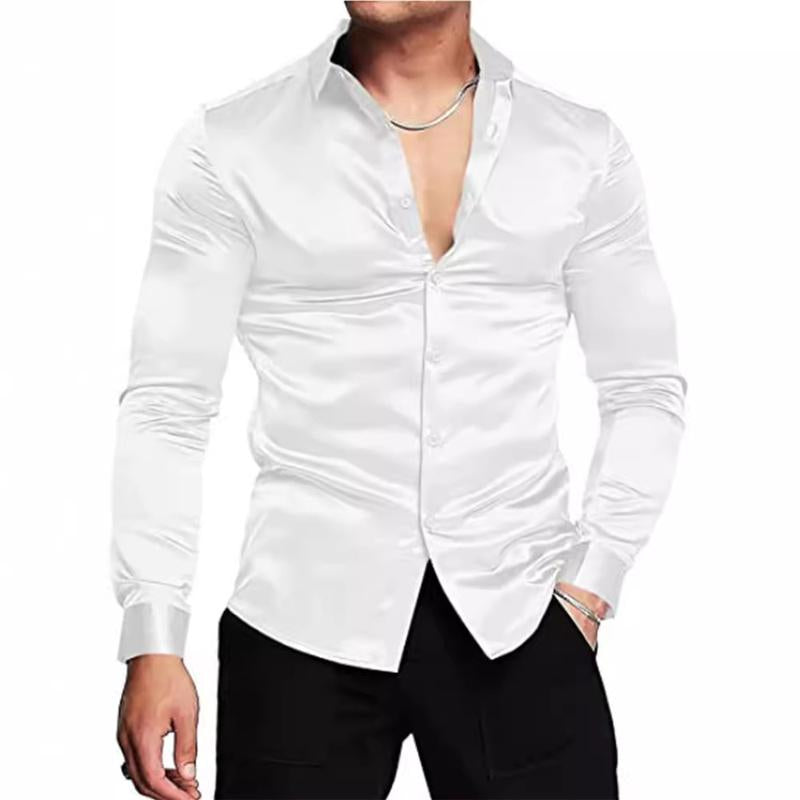 Men's Shiny Solid Color Shirt 56212505U