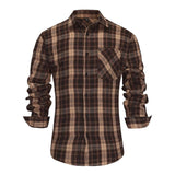 Men's Retro Casual Plaid Lapel Long Sleeve Shirt 73525401TO