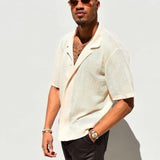 Men's Casual Slim Hollow Short Sleeve Knitted Shirt 00835053M
