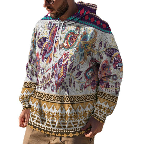 Men's Retro Street Casual Print Hooded Sweatshirt 52240122X