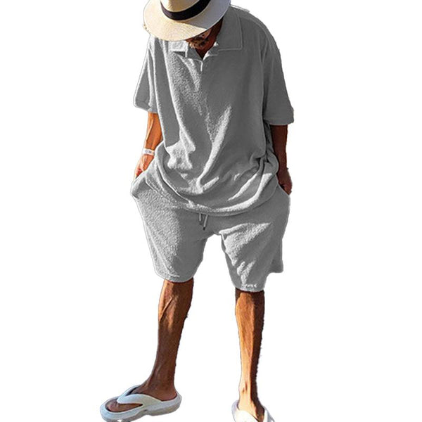Men's Lapel Collar POLO Shirt Short Sleeve Shirts Solid Color SET 29016543X