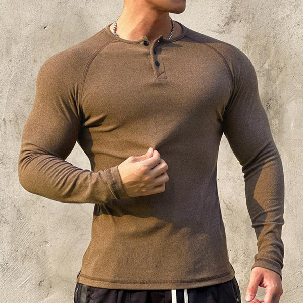 Men's Fleece Elastic Long-sleeved T-shirt 93928430U