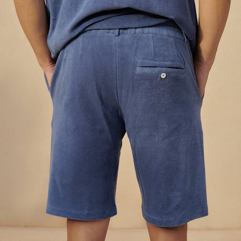 Men's Casual Solid Color Terry Cotton Slim Shorts 45434731M