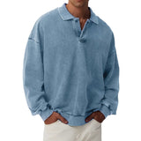 Men's Solid Color Loose Lapel Long Sleeve Casual Sweatshirt 09928635Z