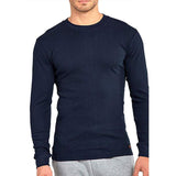 Men's Casual Round Neck Solid Waffle Long Sleeve T-Shirt 00423435Y