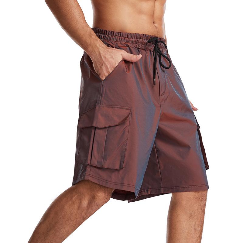 Men's Casual Elastic Waist Multi-Pocket Loose Athletic Shorts 34861251M