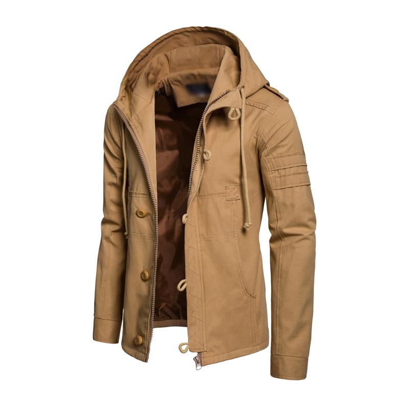 Veste cargo slim à capuche en coton délavé pour homme 77422336M