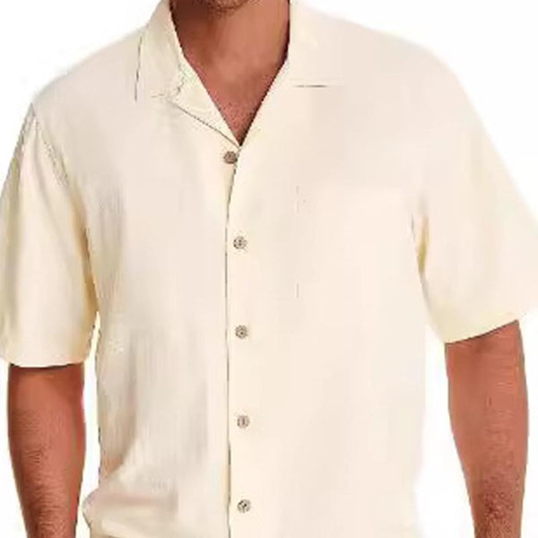 Men's Solid Hawaiian Short Sleeve Shirt 89557057X