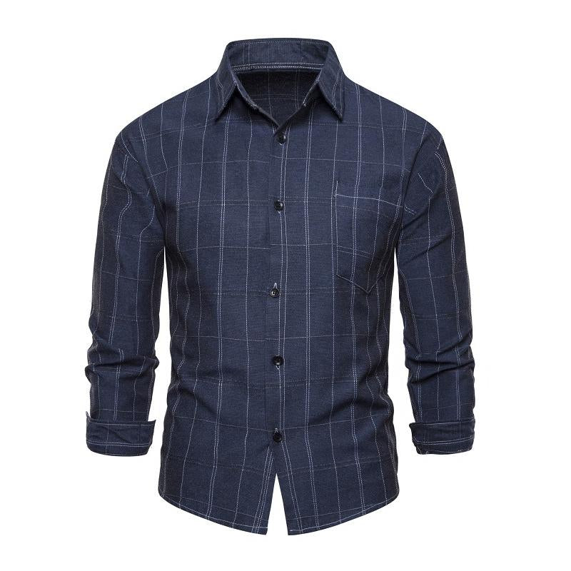 Men's Casual Plaid Chest Pocket Lapel Long Sleeve Shirt 52493953Y