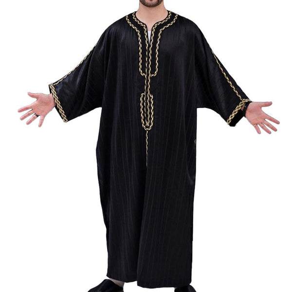 Men's Ethnic Loose Collarless Long Shirt Muslim Robe 57456489M