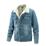 Men's Solid Color Lambswool Lining Denim Jacket 85634951Y