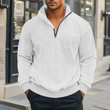 Men's Retro Casual Stand Collar Zipper Loose Jacquard Sweatshirt 57147354X