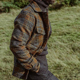 Men's Vintage British Plaid Wool Blend Lapel Single-Breasted Jacket 91546431M