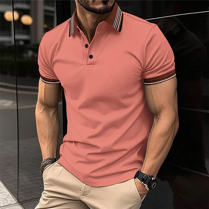 Men's Casual Lapel Button-Down Short Sleeve POLO Shirt 24406772X