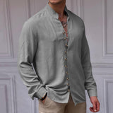 Men's Vintage Cotton and Linen Casual Loose Shirt 40440047U