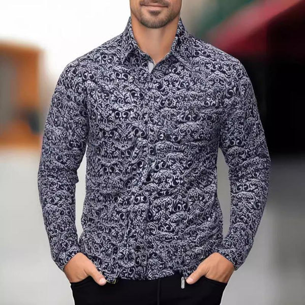 Men's Casual Printed Long Sleeve Shirt 23243785X
