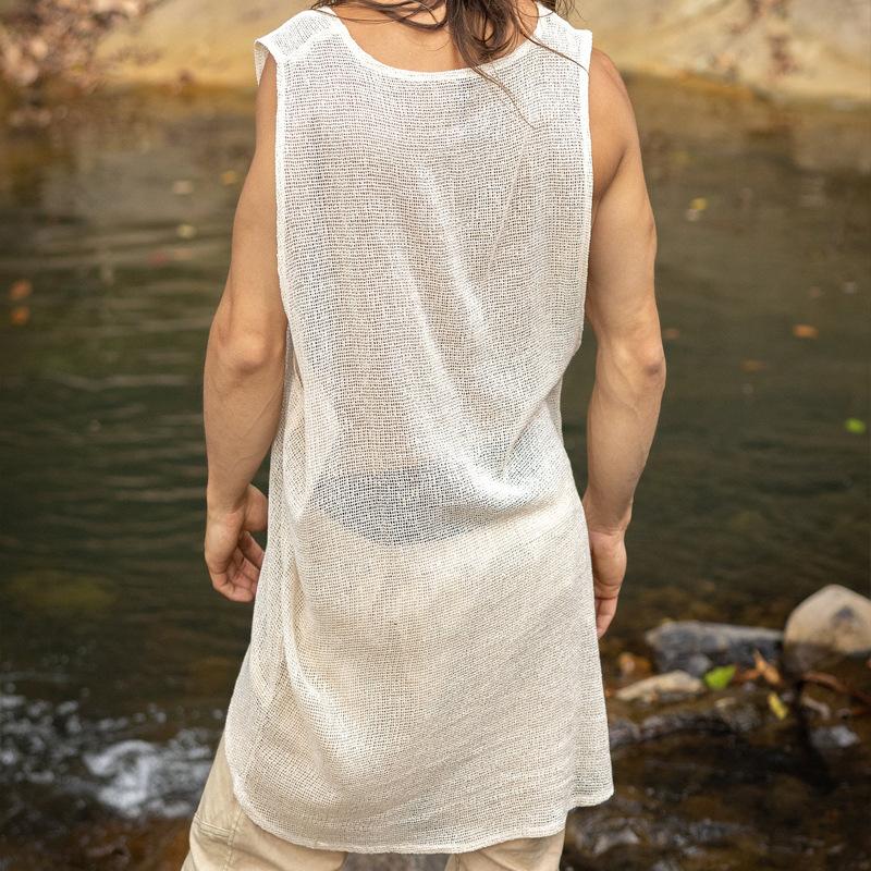 Men's Casual Round Neck Mesh Breathable Loose Tank Top 07329431M