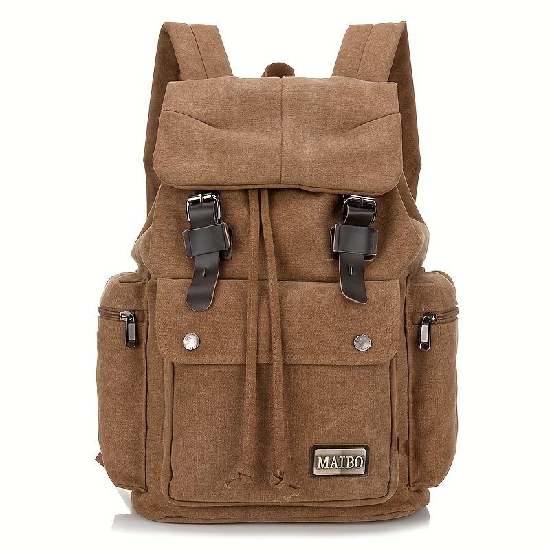 Men's Retro Outdoor Large Capacity Multi-Pocket Canvas Backpack 37317637Y