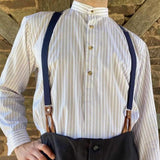 Men's Stand Collar Retro Striped Long Sleeve Shirt 36649718X