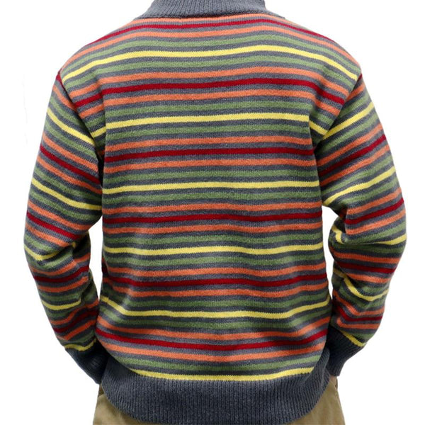 Men's Rainbow Stripe Jacquard Pullover Sweater 08600587X