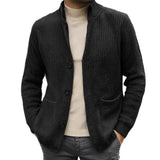 Men's Solid Color Stand Collar Knitted Cardigan 07366306X