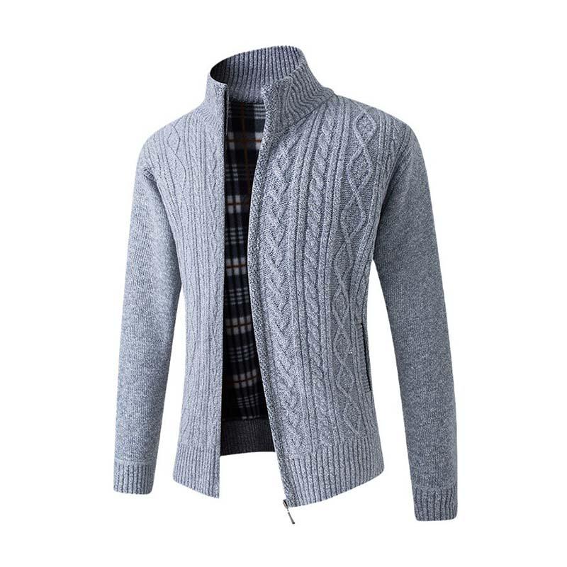 Men's Retro Classic Casual Thickened Knitted Stand Collar Slim Cardigan 82851095K