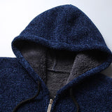 Men's Mid-length Fleece Thickened Hooded Knitted Coat 42966572X