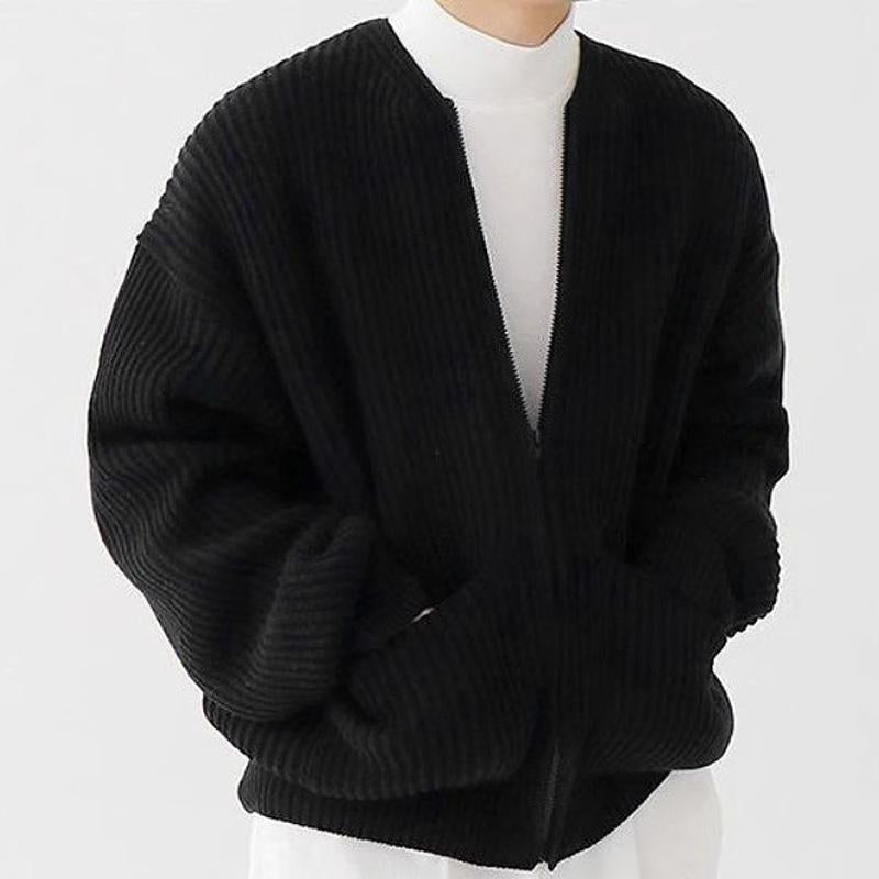 Men's Solid Color Loose Knitted Cardigan 03148234U