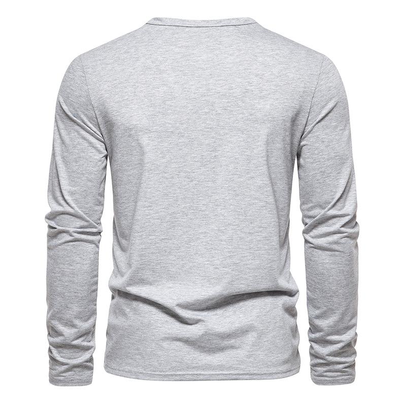 T-shirt décontracté à manches longues et col Henley uni pour hommes 52904398Z