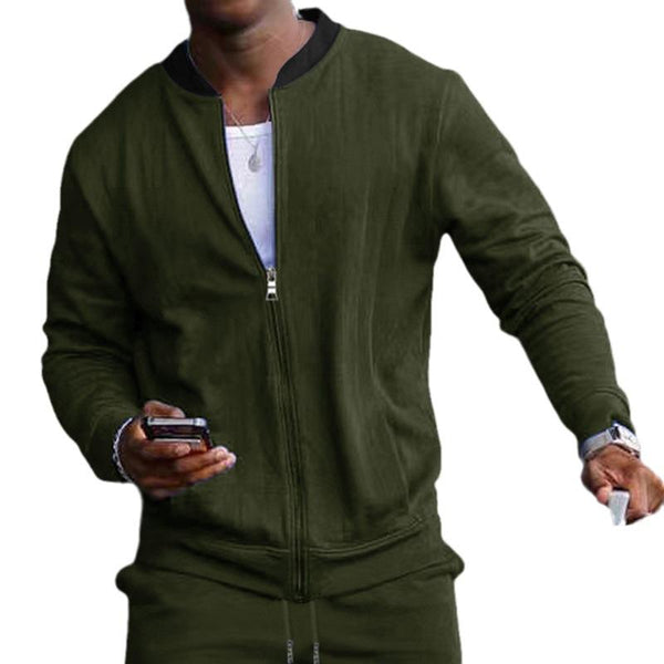 Men's Casual Baseball Collar Zip Long Sleeve Sports Sweatshirt 20235822M