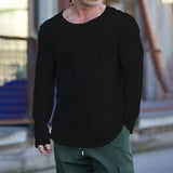 Men's Solid Color Round Neck Long Sleeve Breathable Casual T-Shirt 19774745X