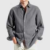 Men's Solid Lapel Long Sleeve Casual Shirt 06491687Z
