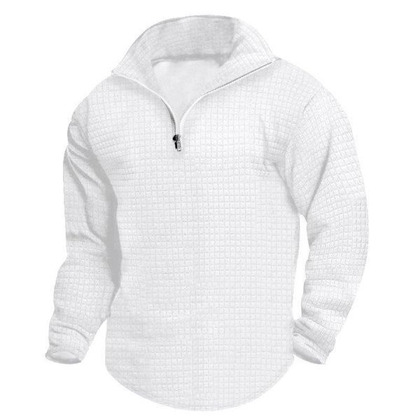 Men's Solid Color Half Zip Small Checkered Sweatshirt 47558990X