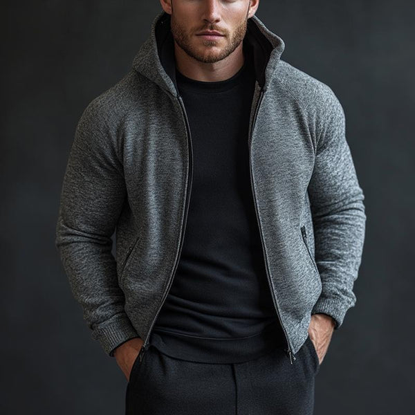 Men's Grey Hooded Zip-Up Jacket 59468782U