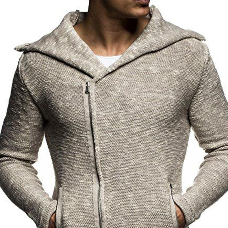 Men's Light Grey Knit Zipper Blend Cardigan 96488470U