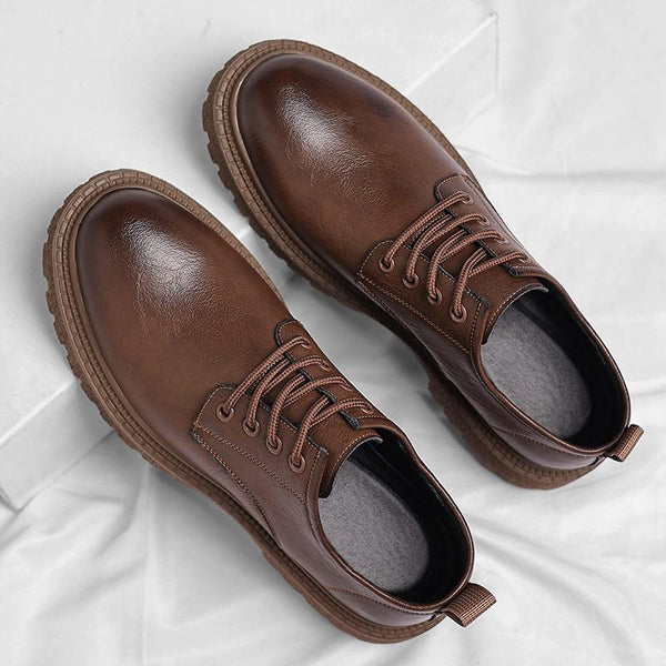 Men's Retro British Style Thick-Soled Lace-Up Cowhide Shoes 31728348M