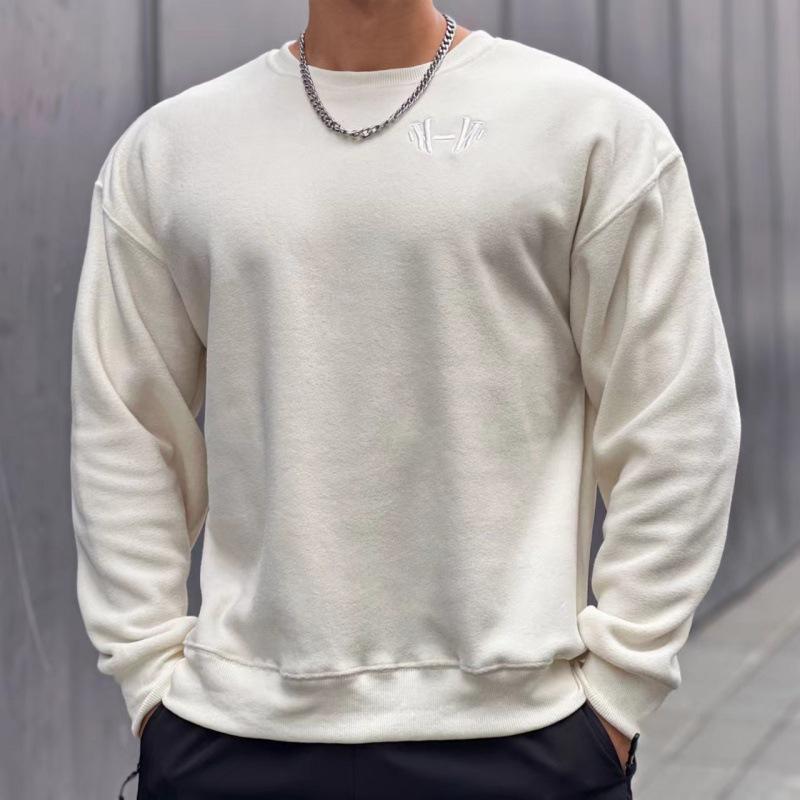 Men's Thick Velvet Round Neck Loose Sweatshirt 09996239U