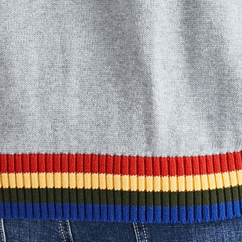 Men's Vintage Rainbow Patchwork Hooded Sweater 76898659Y