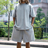 Men's Short-sleeved Solid Color Round Neck Loose Two-piece Set 33555905X