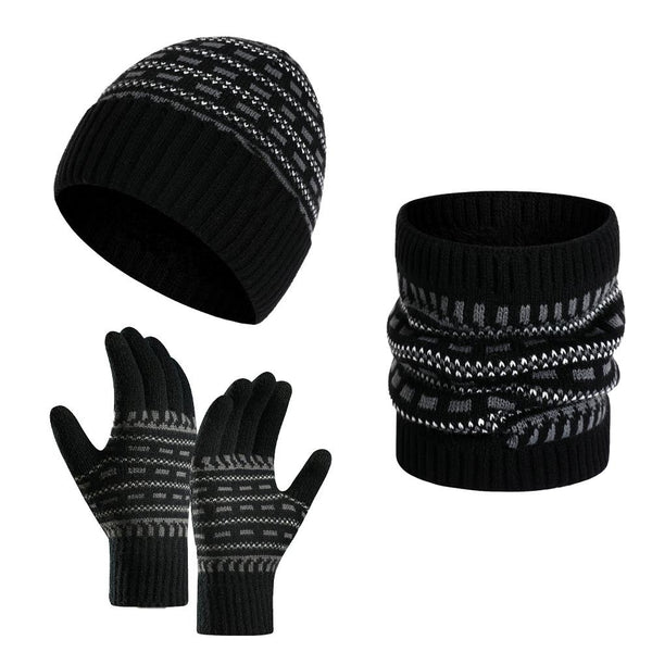 Men's Warm Knitted Hat, Scarf and Gloves Three-piece Set 65725898F