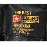 Men's Embroidered Leather Motorcycle Jacket 14858749U