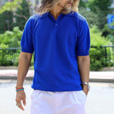 Men's Loose Lapel Solid Color Short-Sleeved Polo Shirt 74134770Y