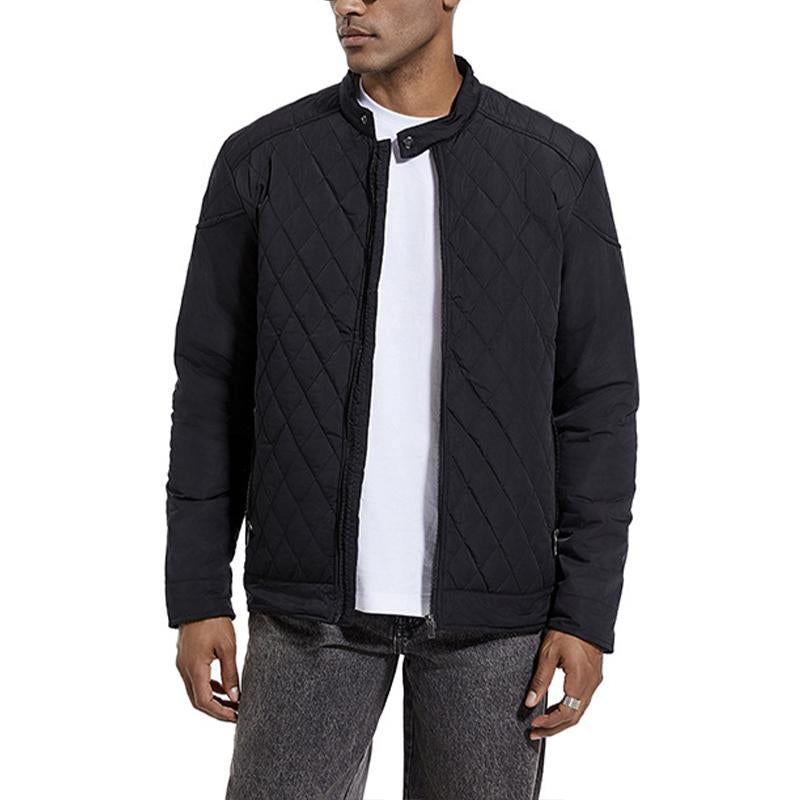 Men's Solid Quilted Padded Stand Collar Jacket 83268406Y