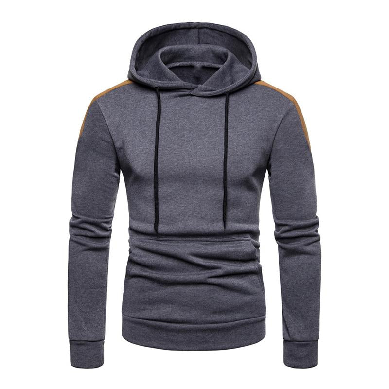 Men's Casual Color Block Kangaroo Pocket Pullover Hoodie 85638632M