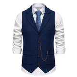 Men's Vintage Herringbone Lapel Chain Suit Vest 64542547Y