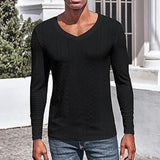 Men's Knitted Jacquard V-neck Long-sleeved T-shirt 47201390X