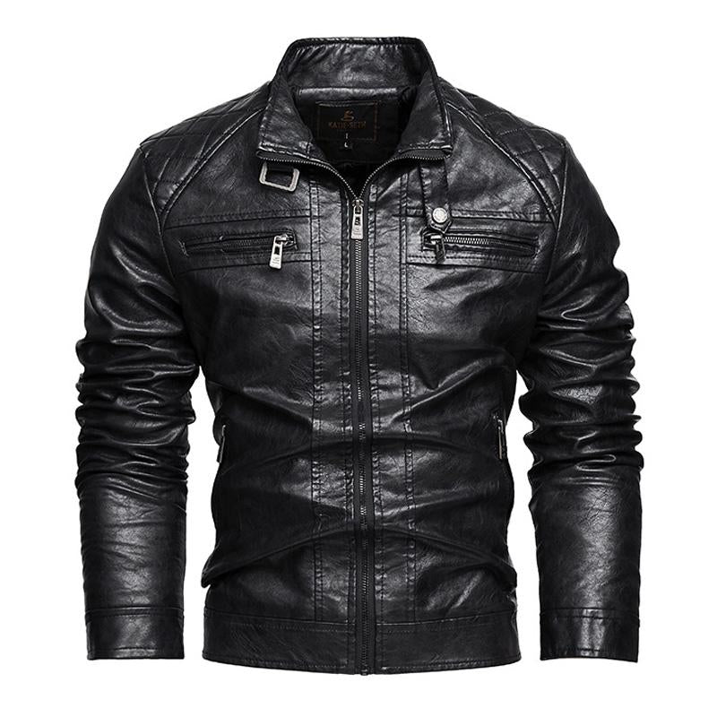 Men's American Retro Leather Motorcycle Jacket 27568455X